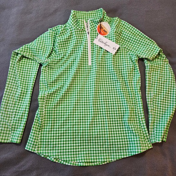Walter Hagen Womens Performance Gingham Quarter Zip Pullover Green Medium UPF 50 - Picture 2 of 8